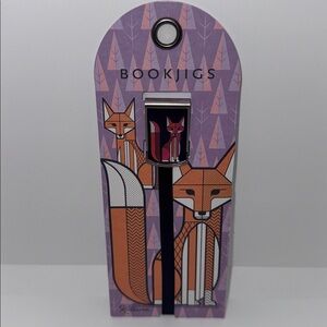 BookJigs Ribbon Clip Bookmark Fox Design Black Navy NEW